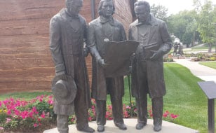 Statue of Heber C. Kimball Brigham Young and Willard Richards